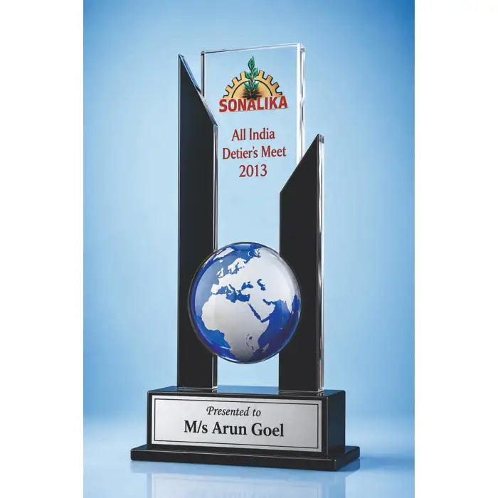 Modern acrylic trophy with black accents