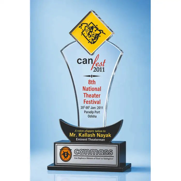 Modern acrylic trophy with golden accents