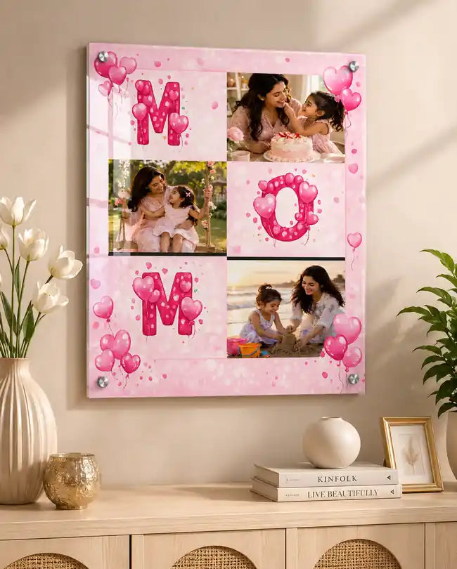 Pink balloon MOM collage